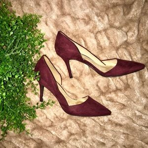 New burgundy suede heels